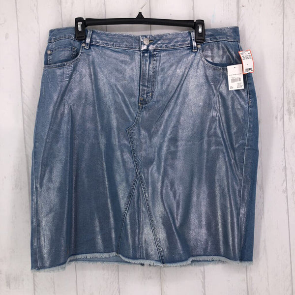 31 20w shiny fringe hem denim skirt