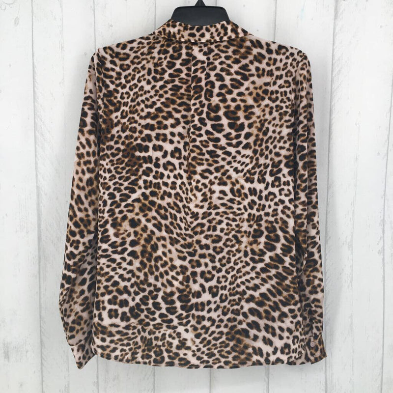 S Animal print crossover button down l/s top