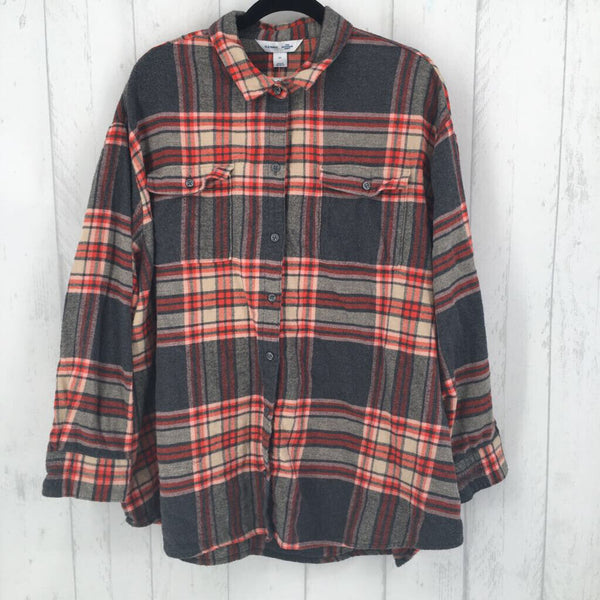 2X Plaid button down l/s top