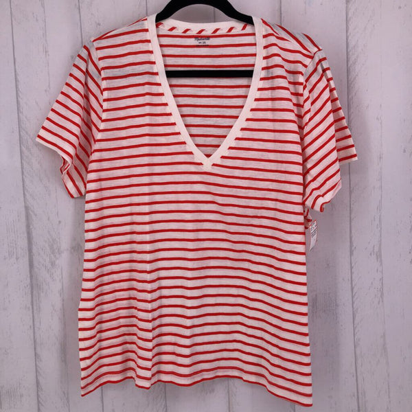 2X Striped v-neck s/s tee