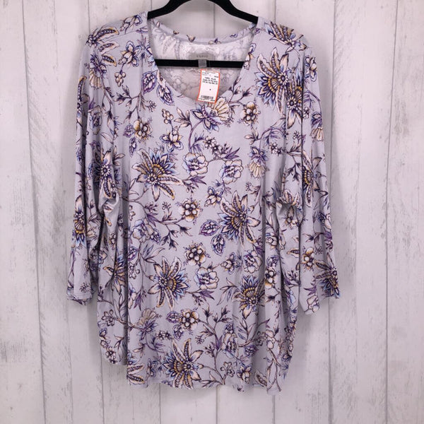 3X Flo print 3/4 slv top