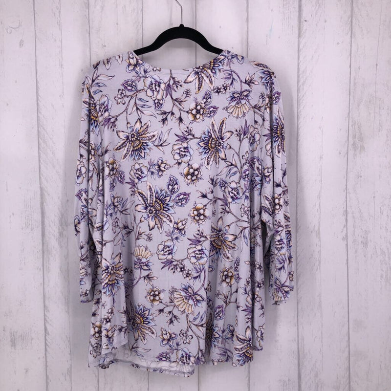 3X Flo print 3/4 slv top