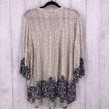 3X Printed half-button 3/4 slv top