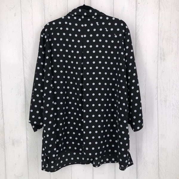 3X Polka-dot button down 3/4 slv top