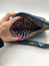 aztec print double zip crossbody