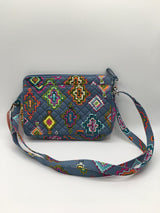 aztec print double zip crossbody