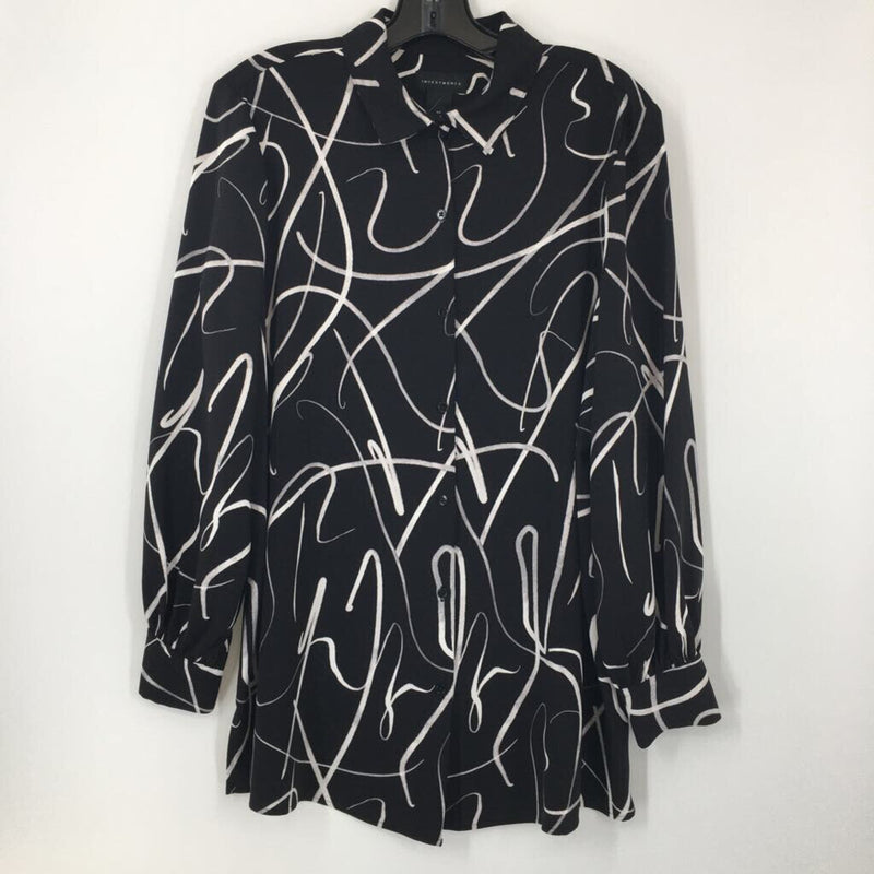 M Printed button down l/s top