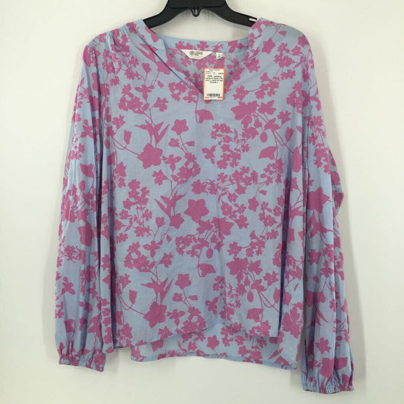 L Flo print v-neck l/s top