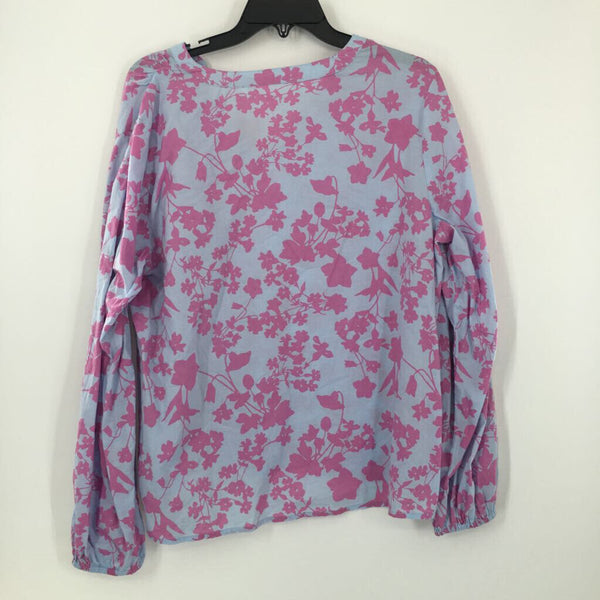 L Flo print v-neck l/s top