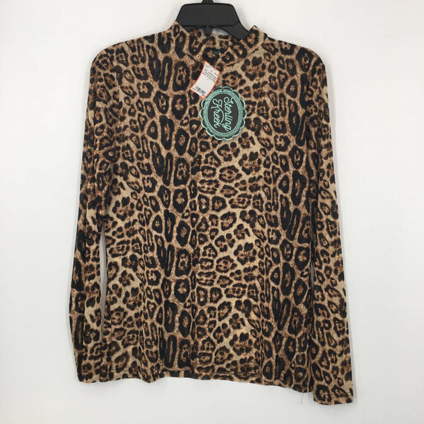 L Animal print semi-sheer l/s top