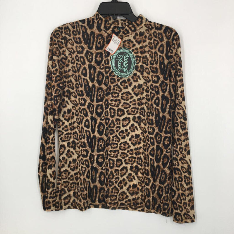 L Animal print semi-sheer l/s top