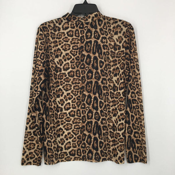 L Animal print semi-sheer l/s top