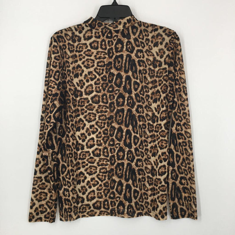 L Animal print semi-sheer l/s top