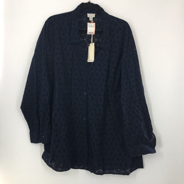 3X Eyelet button down l/s top