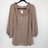 1X Flo print v-neck l/s top