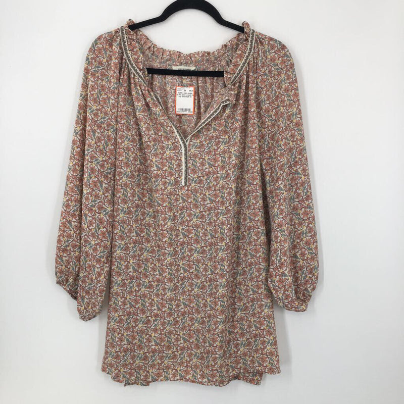 1X Flo print v-neck l/s top