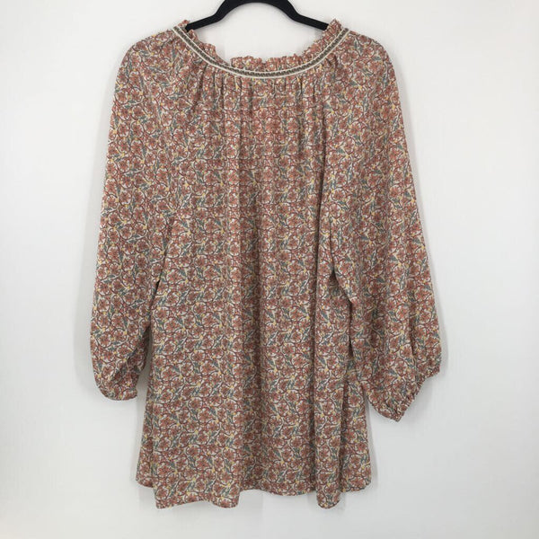 1X Flo print v-neck l/s top