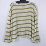 L Striped button slv sweater