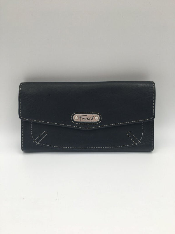 Leather flap front wallet