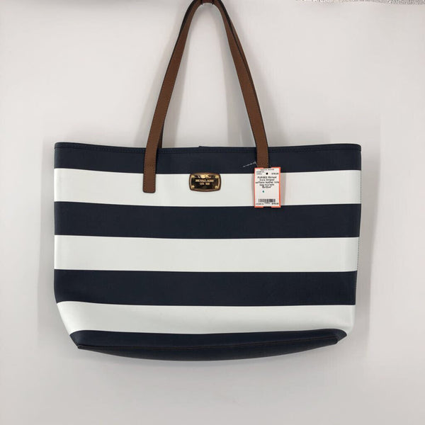 Striped saffiano leather tote bag