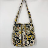 Quilted flo print front flap crossbody