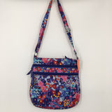 Quilted flo print triple zip crossbody