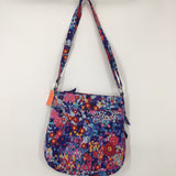 Quilted flo print triple zip crossbody