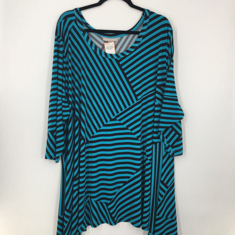 3X Striped 3/4 slv a-line tunic