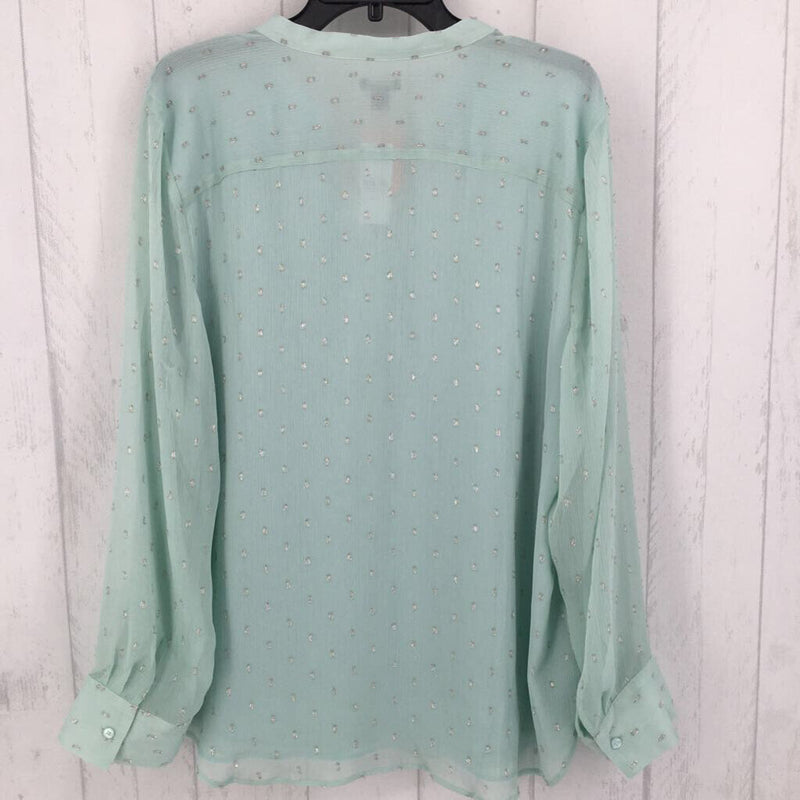 XXL Ruffle pleated semi-sheer l/s top