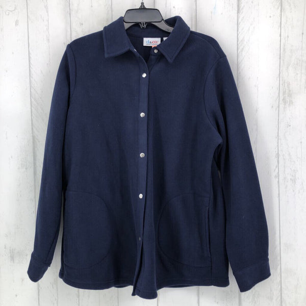 L Fleece snap-button shacket