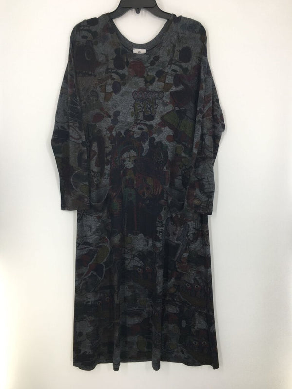 S l/s pocket print dress