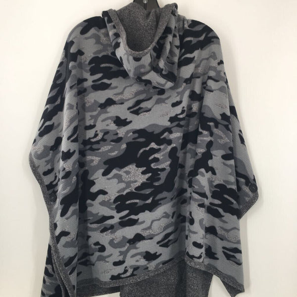 L/XL Camo prnt hooded poncho