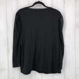 1X V-neck sheer slv top