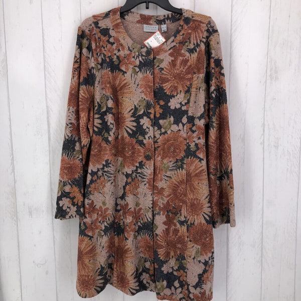 XL Flo print buttoned long cardigan