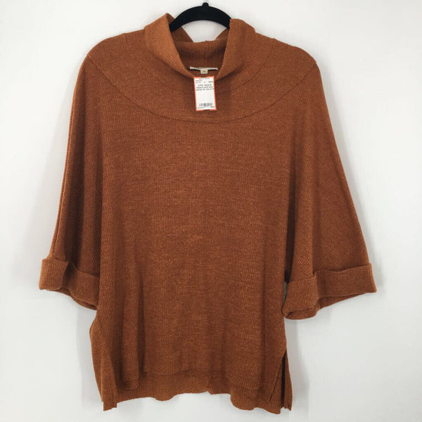 M Ribbed mock neck dolman slv top