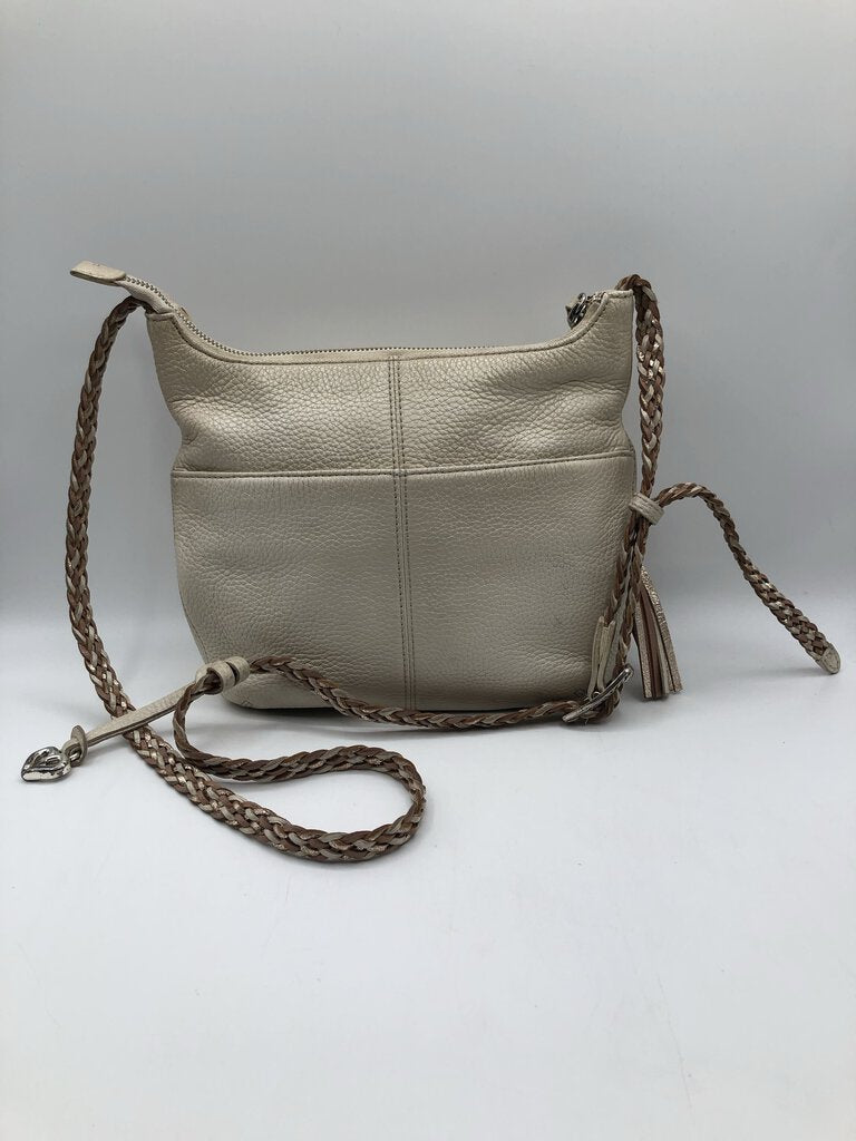 Pebbled leather crossbody w/braided strap