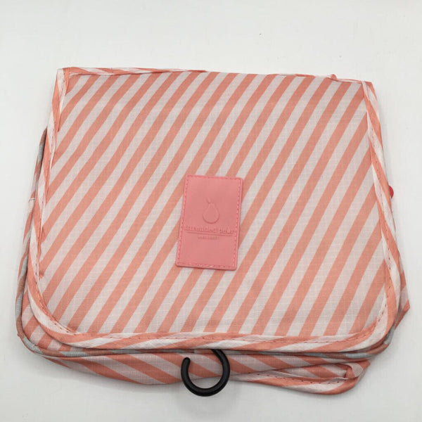 pnk threaded pear stripe hanging toiletry bag