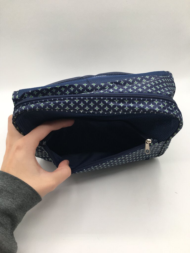 blue threaded pear star hanging toiletry bag