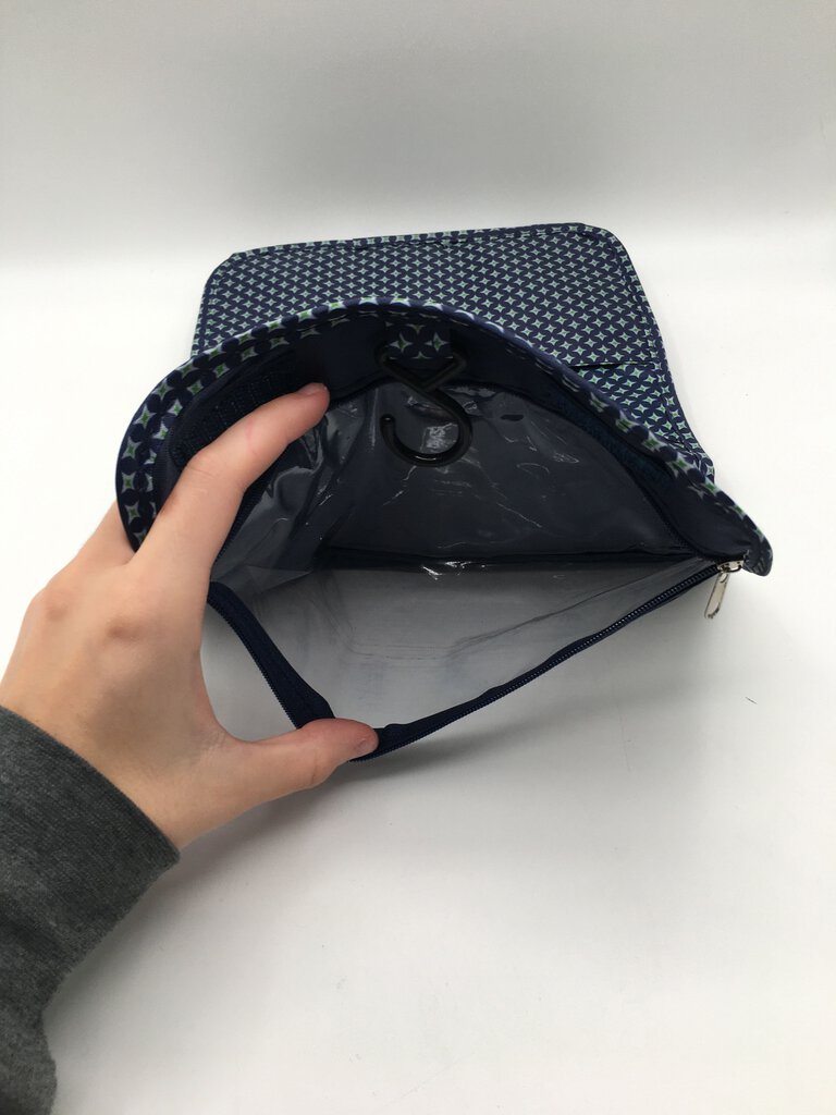 blue threaded pear star hanging toiletry bag