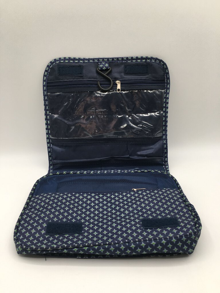 blue threaded pear star hanging toiletry bag