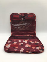 wine threaded pear floral hanging toiletry bag