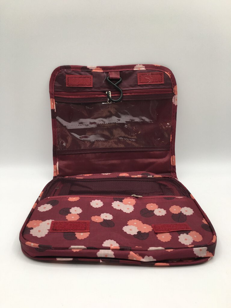 wine threaded pear floral hanging toiletry bag