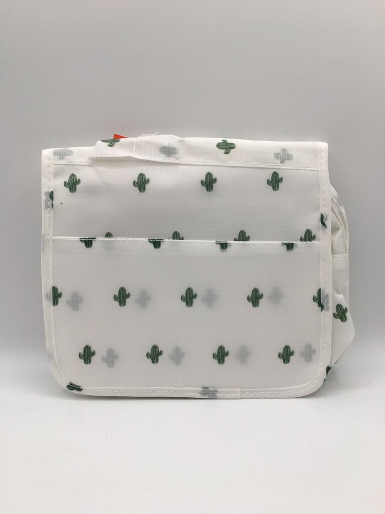 wht/grn threaded pear cactus hanging toiletry bag