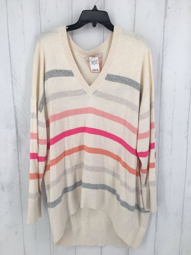 XL l/s stripe v-neck sweater