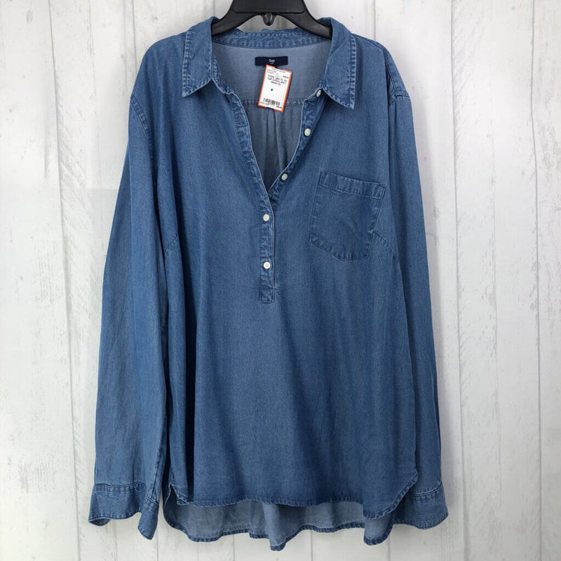 XL l/s half button shirt