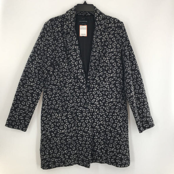 M animal print button blazer