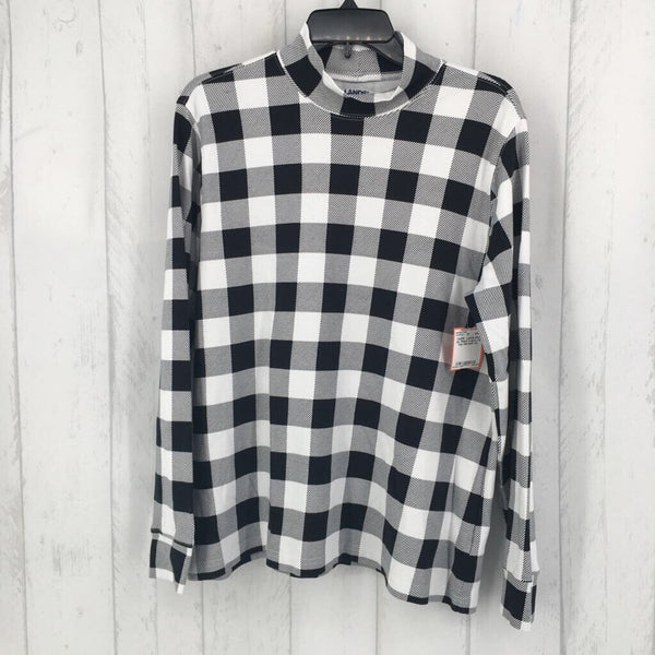 XL Plaid t-neck l/s top