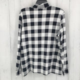 XL Plaid t-neck l/s top