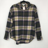 S Plaid button down l/s top