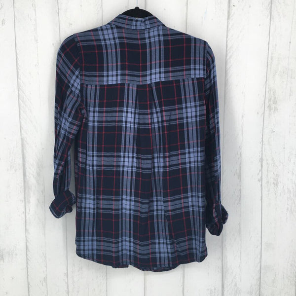 S Plaid button down l/s top